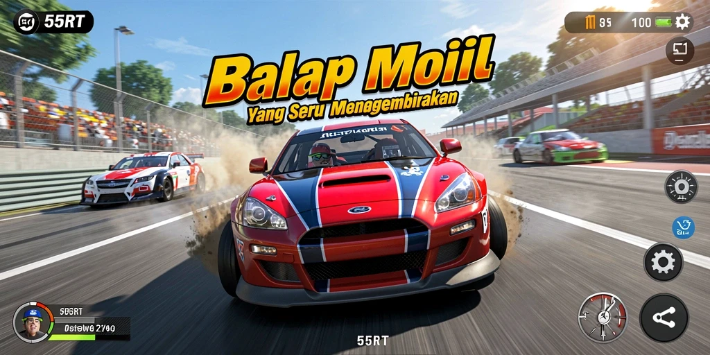 Tangkapan layar menampilkan aksi balap cepat dalam 55RT.