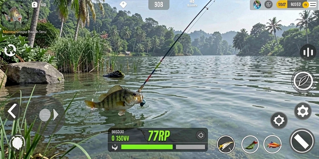 Tampilan gameplay memancing yang menakjubkan di 77RP.