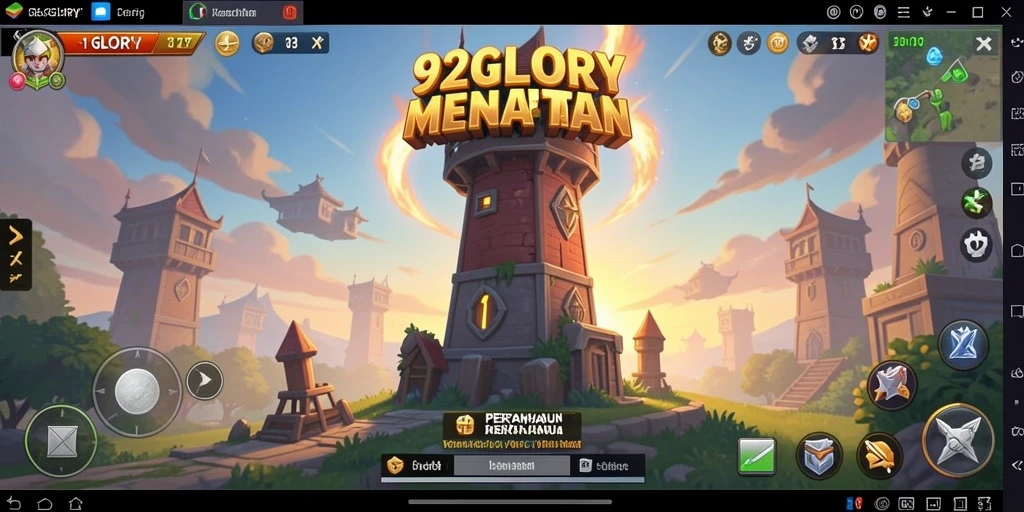 Tangkapan layar 92GLORY menampilkan aksi seru dalam permainan Tower Defense.