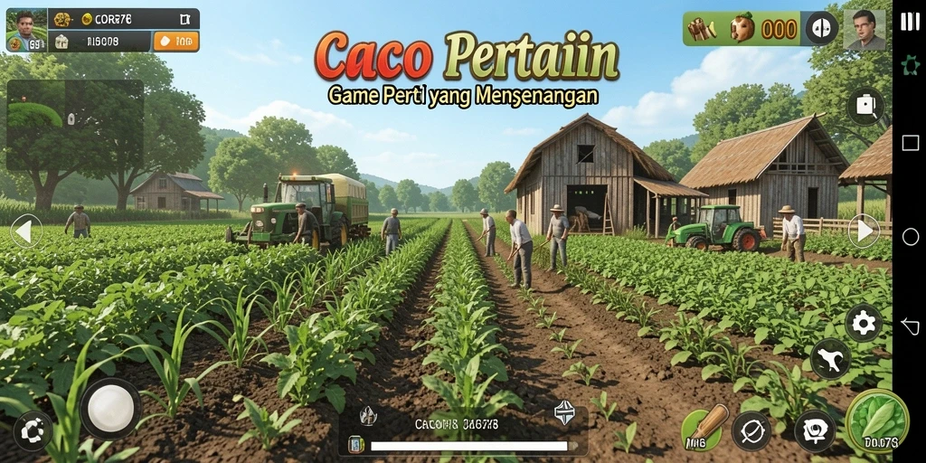 Tampilan gameplay <strong>CACOR78</strong> yang menakjubkan dengan lahan pertanian yang subur.