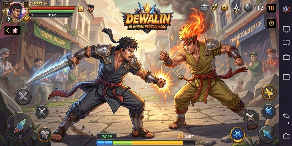 Screenshot gameplay DEWALIN menunjukkan aksi pertarungan yang intens.