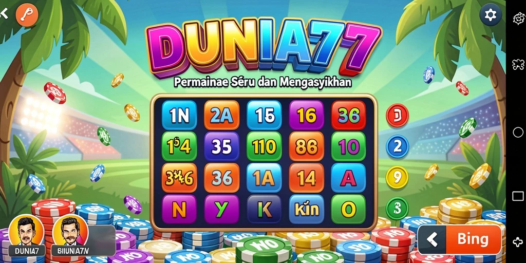 Tampilan menarik gameplay Bingo DUNIA77.