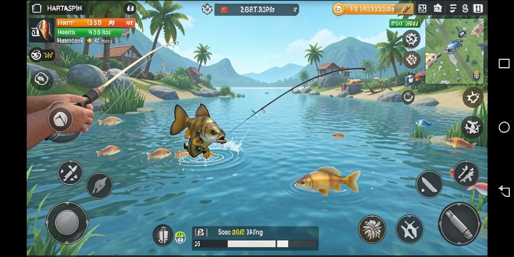Screenshot utama HARTASPIN menunjukkan aksi memancing yang mendebarkan.