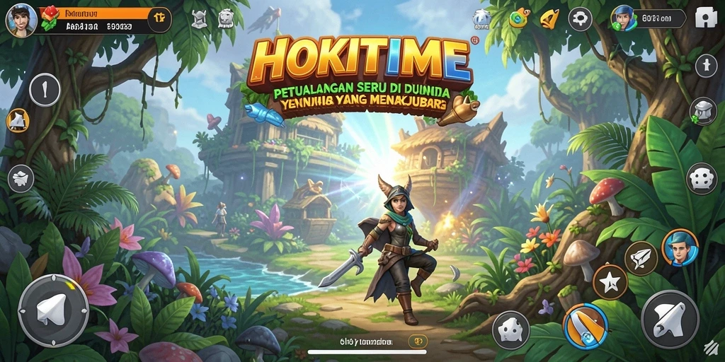 Screenshot HOKITIME menampilkan aksi seru dalam petualangan bersama karakter unik.