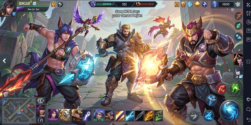 Gameplay seru IDKLUB dengan pertarungan tim yang dinamis.