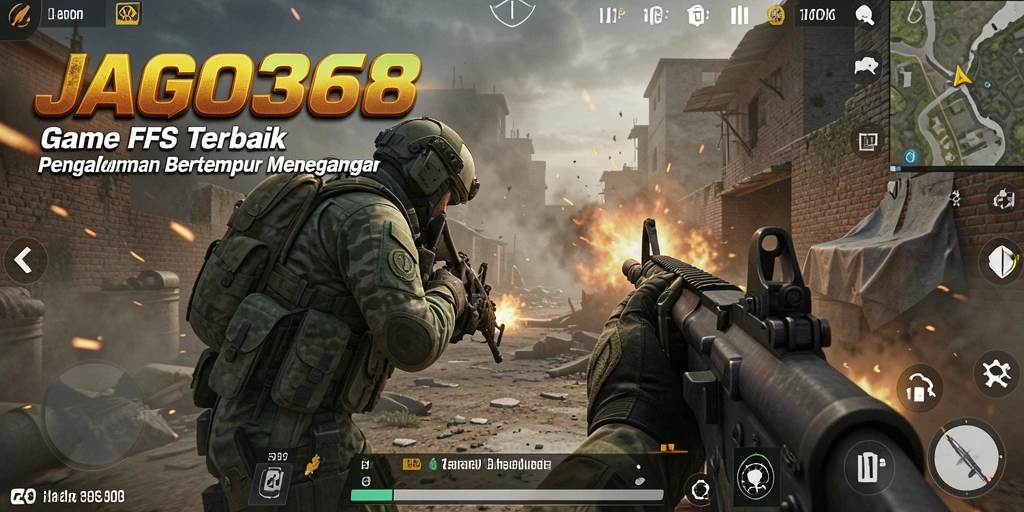 Screenshot utama JAGO368 menampilkan aksi intens dalam permainan FPS.