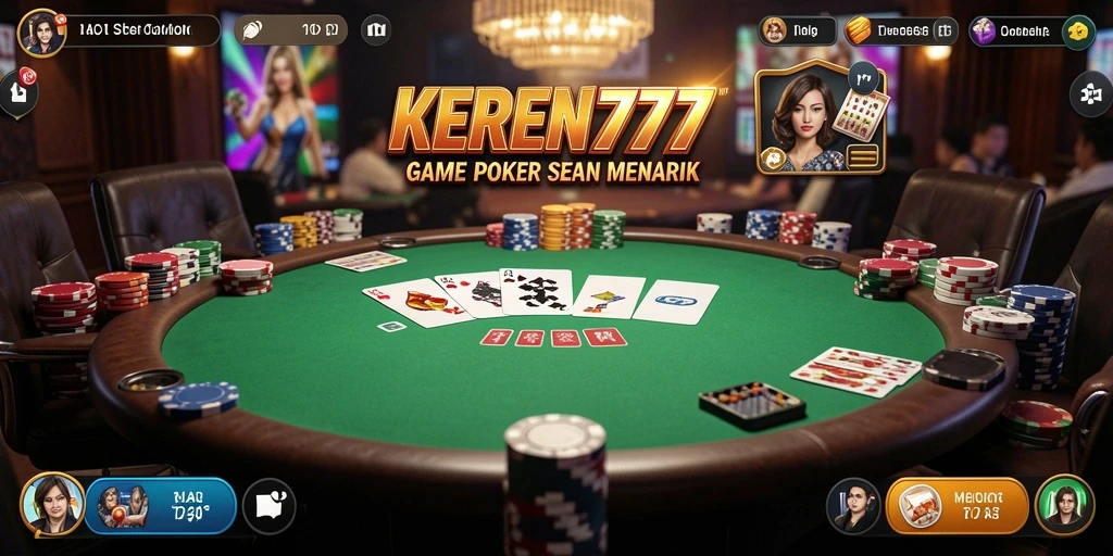 Tampilan gameplay poker yang menegangkan dan mendebarkan di KEREN777.