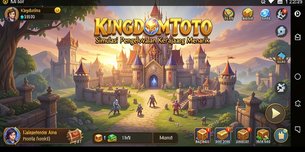 Tampilan gameplay KINGDOMTOTO yang menampilkan pengelolaan kerajaan.
