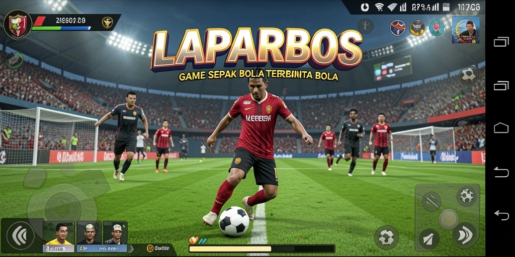 Screenshot gameplay <strong>LAPARBOS</strong> yang menampilkan aksi di lapangan sepak bola.