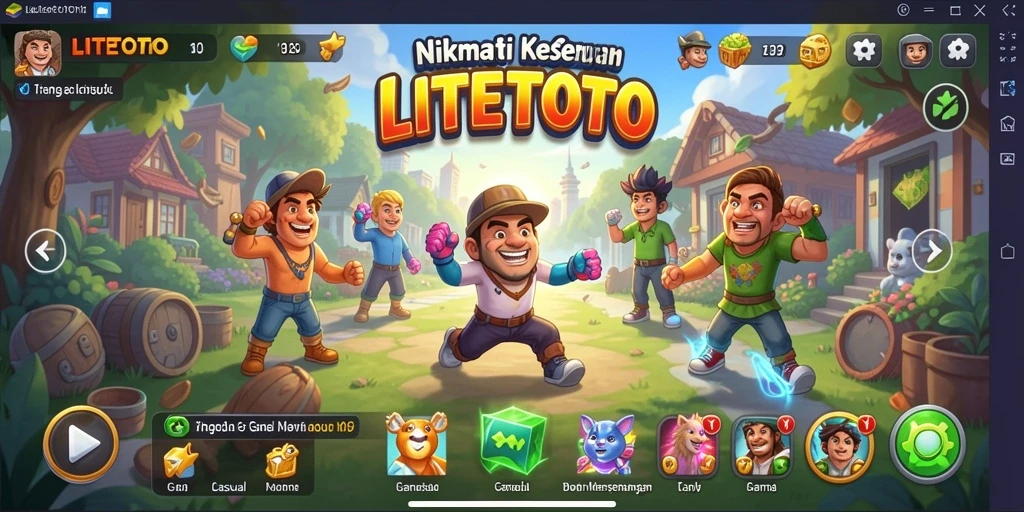 Tampilan gameplay LITETOTO yang ceria dan menghibur.