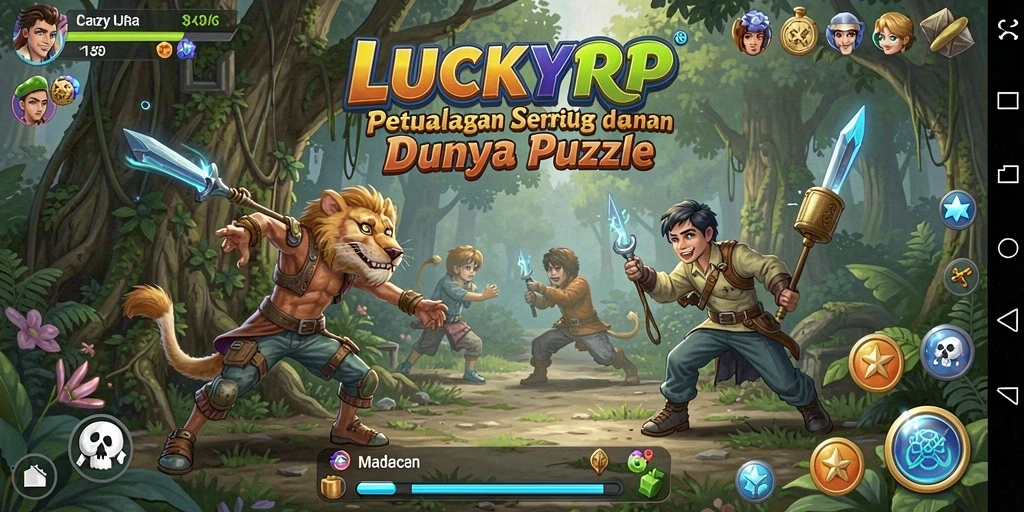 Tangkapan layar menampilkan gameplay LUCKYRP yang penuh warna dan tantangan puzzle.