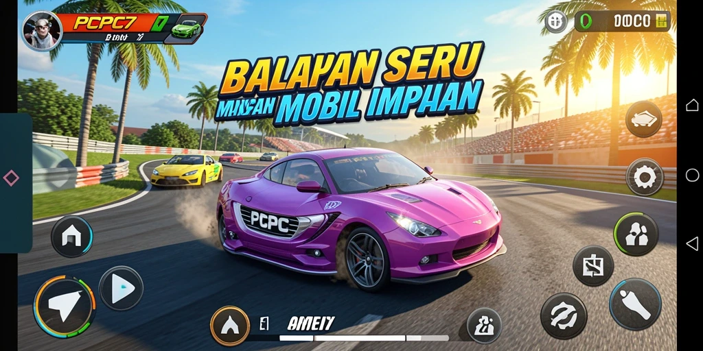 Tampilan gameplay balapan yang mendebarkan di PCPC7.