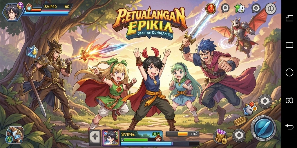 Screenshot gameplay SVIP10 yang menampilkan aksi seru dan karakter anime yang menarik.