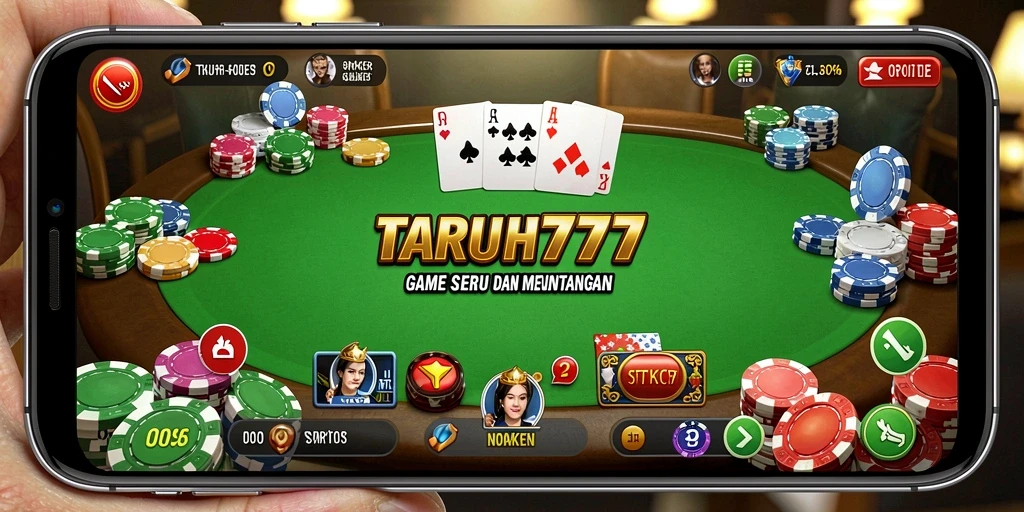 Screenshot TARUH777 menampilkan gameplay seru dalam permainan Poker.