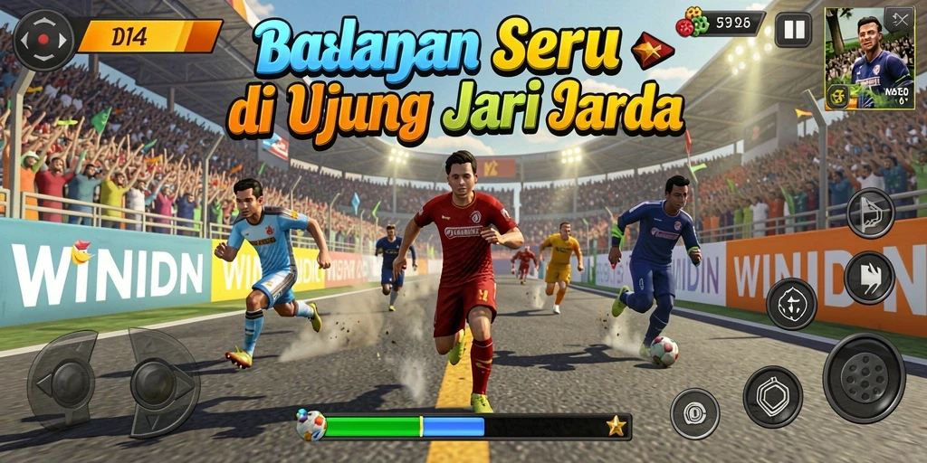 Tampilan gameplay epic pada WINIDN dengan mobil balap melaju kencang.
